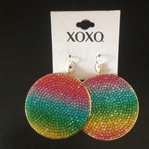 XOXO Multi Color Crystal Disk earrings
